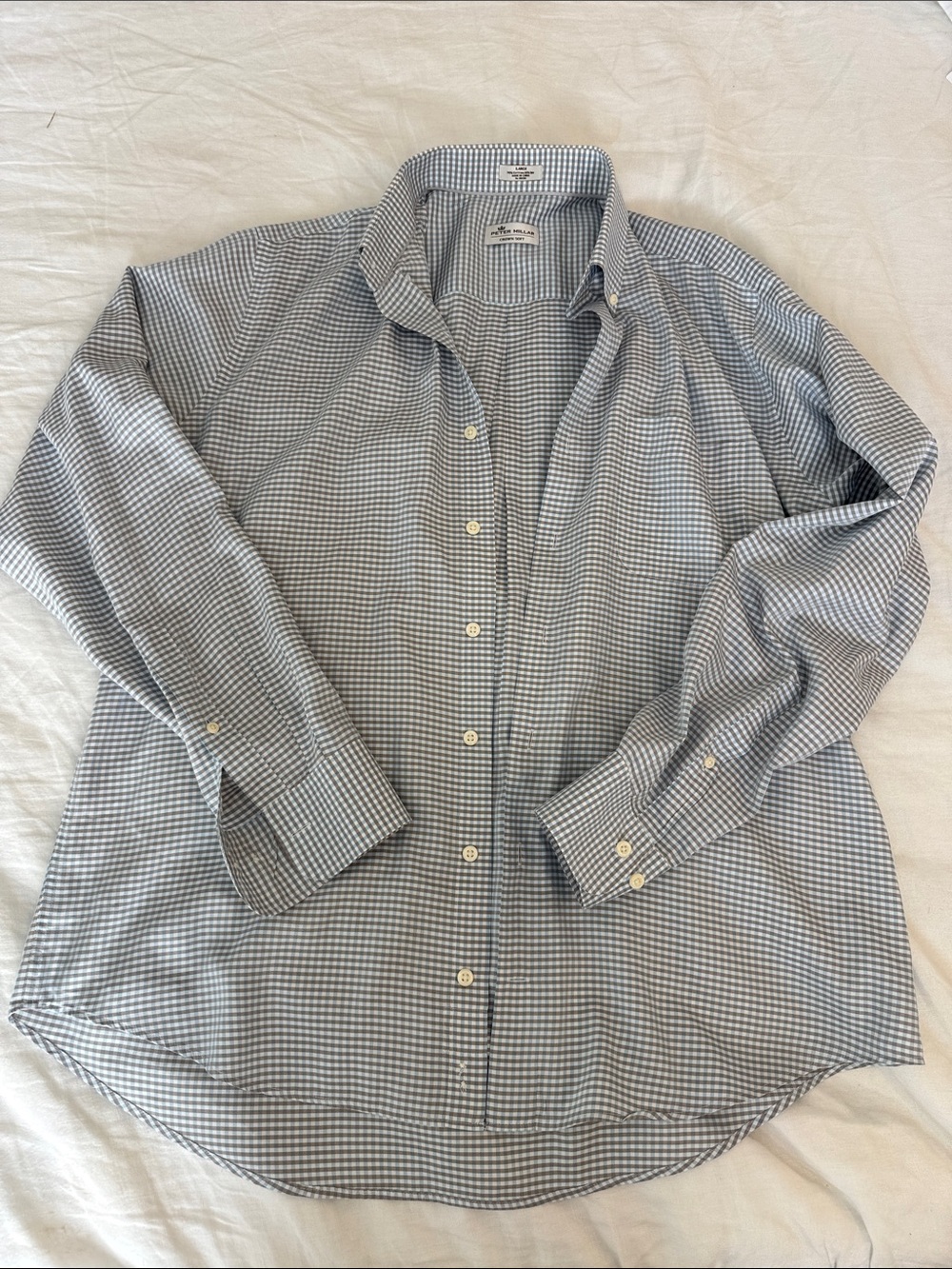 Peter Millar Blue Gingham Button-Down Shirt